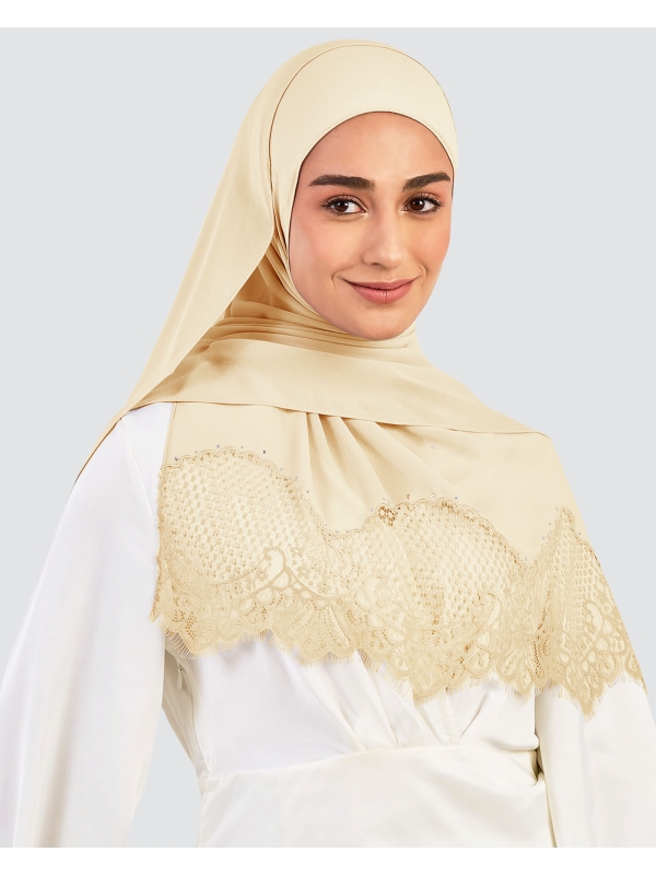 JANNA LACE CRYSTAL SHAWL - CREAM