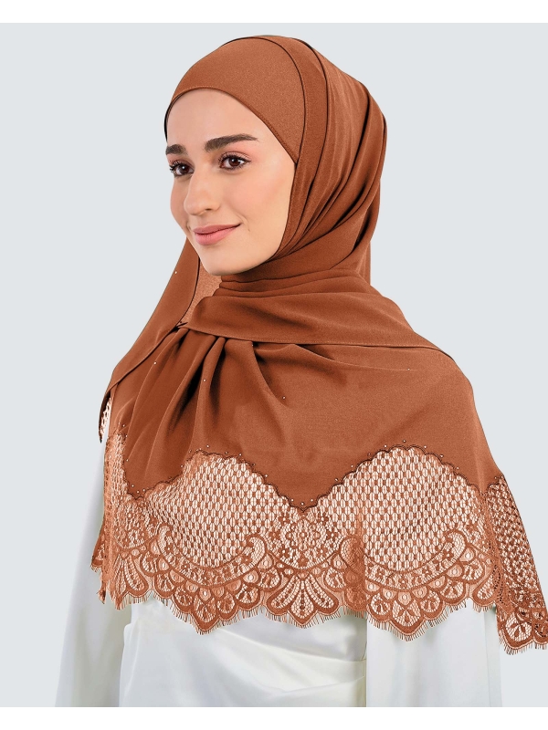 JANNA LACE CRYSTAL SHAWL - TERRACOTTA