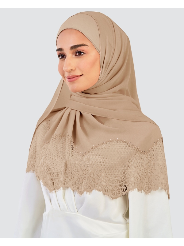 JANNA LACE CRYSTAL SHAWL - WALNUT