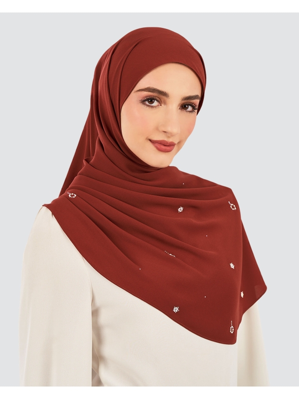 LADY GRACE CRYSTAL CHIFFON SHAWL - BURNTUMBER