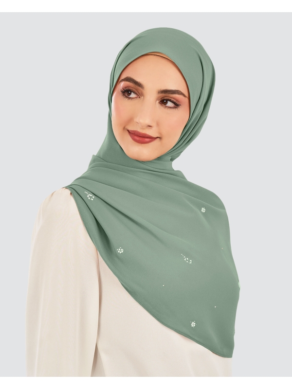 LADY GRACE CRYSTAL CHIFFON SHAWL - SEA SALT