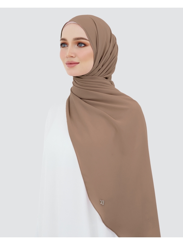 LONG CHIFFON SHAWL - BROWNIE