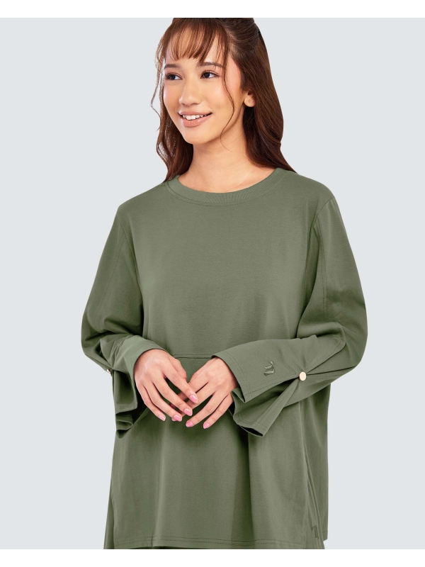 MILA RELAXED FIT TOP - MOSS