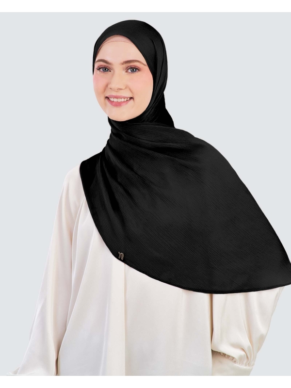 WAFFLE CHIFFON SHAWL - BLACK