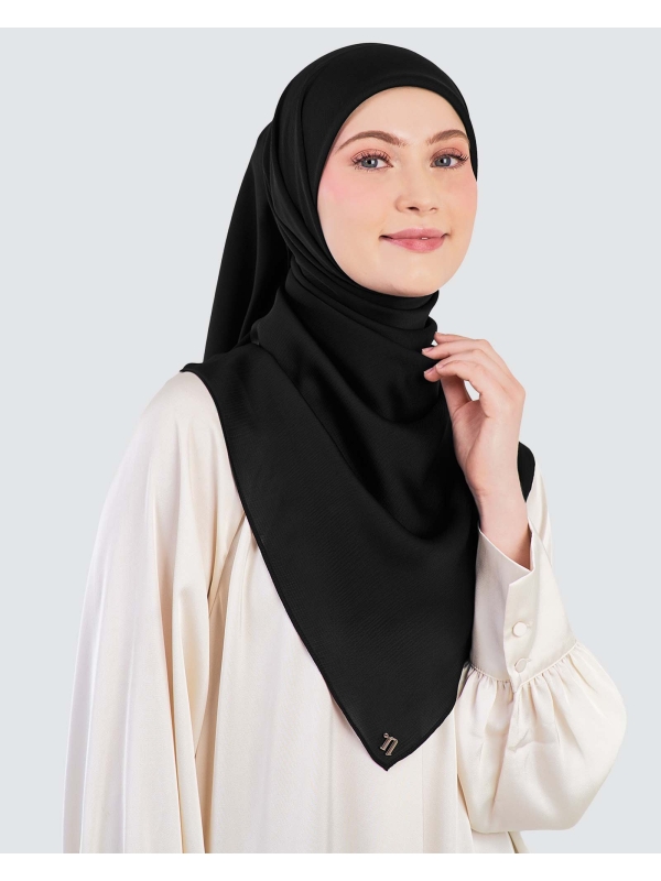 WAFFLE CHIFFON SQUARE - BLACK