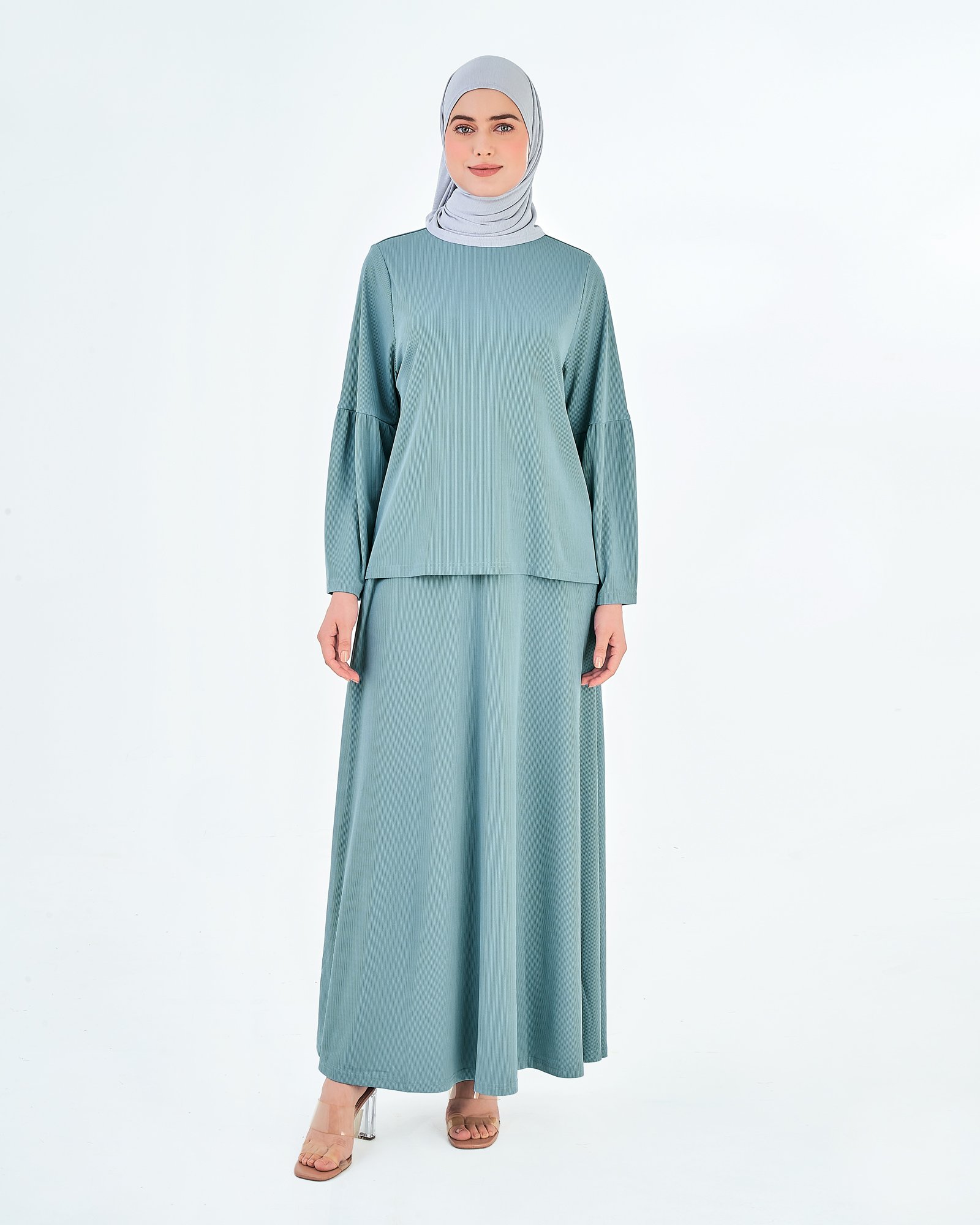 X-PRESS WANDERLUST CO-ORDS - DUSTY BLUE | Naelofar.com | Singapore